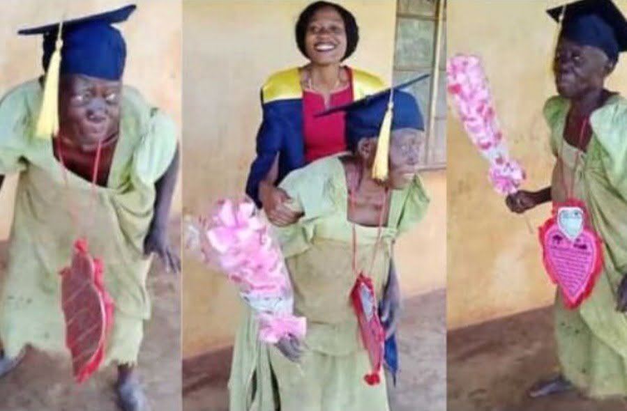 Aging mother dance for joy as daughter graduates, wears graduation cap in touching video