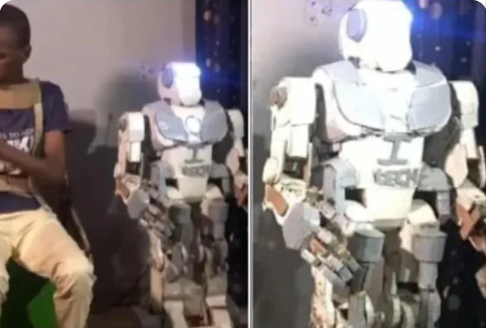 A Genius Nigerian boy builds a moving robot in a viral video
